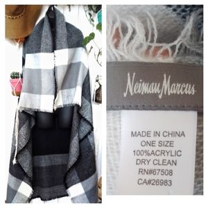 Neiman Marcus plaid blanket scarf